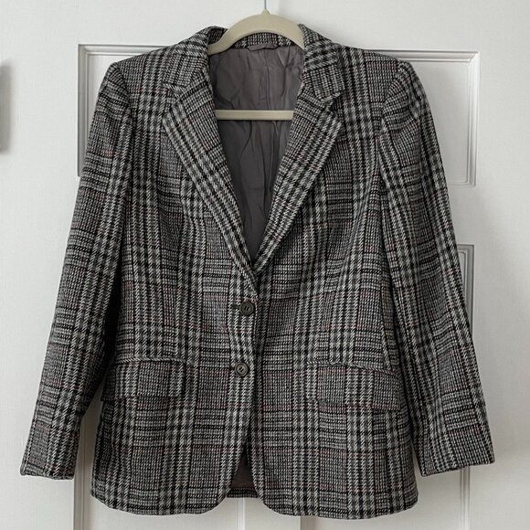 Vintage Burberry Tweed Blazer Size 6P - Picture 1 of 4